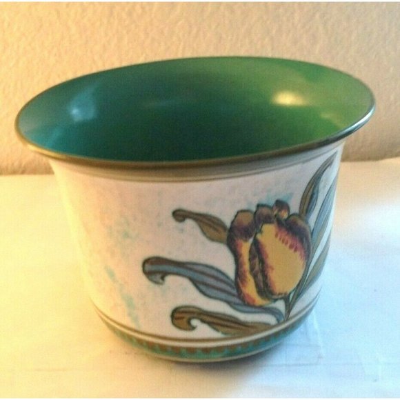 Royal Gouda Irene Hand Painted Single Tulip Flower Pot Planter Cachepot Bowl - Picture 3 of 6